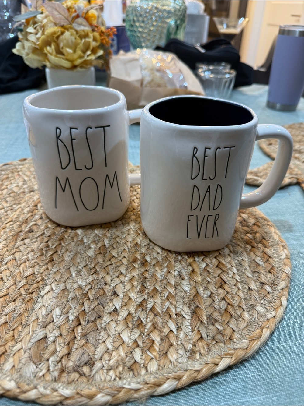 White "Best Mom" & "Best Dad Ever" Ceramic Mug Set - Neutral